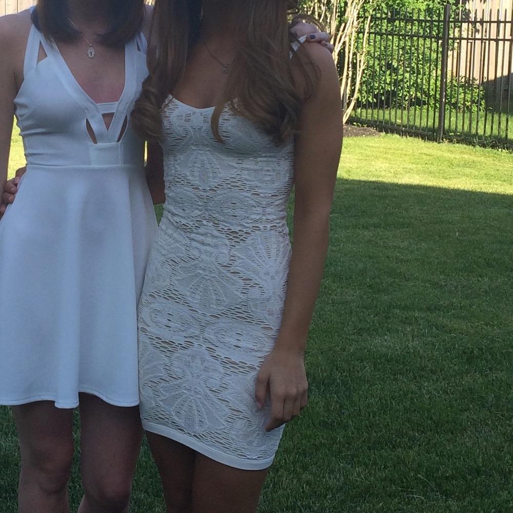 free people lace overlay body con dress